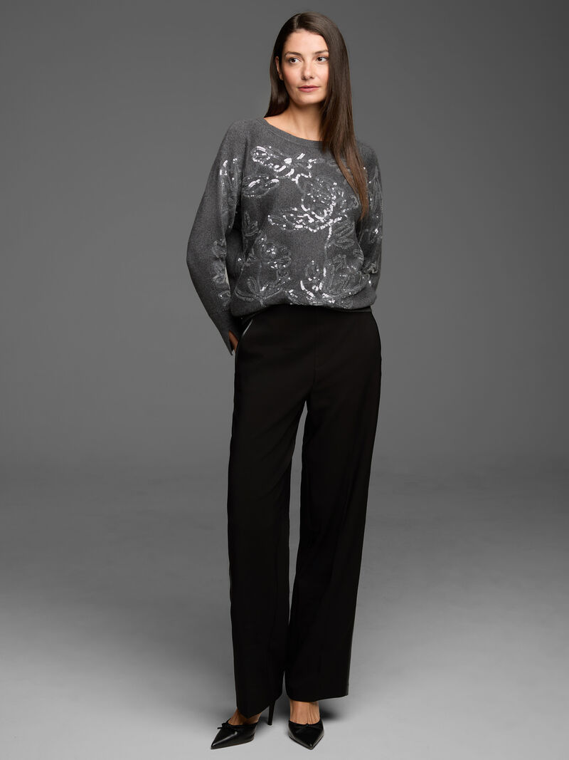 Woman Wears Gold Label Cotton Cashmere Silk Blend Sequin Sweater image number 1