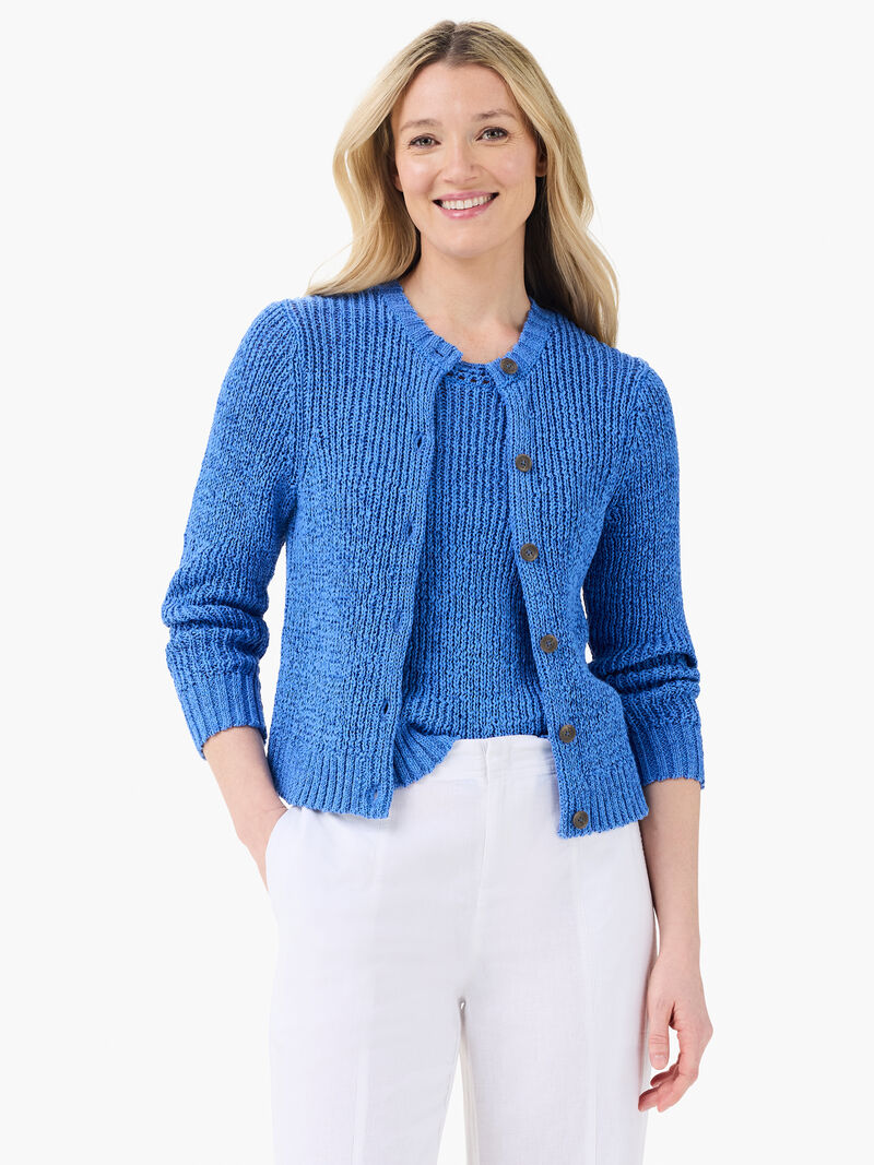 Woman Wears Tape Yarn Button Cardigan image number 0