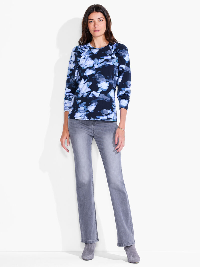 Woman Wears NZT Blurred Floral Long Sleeve Puff Shoulder image number 3