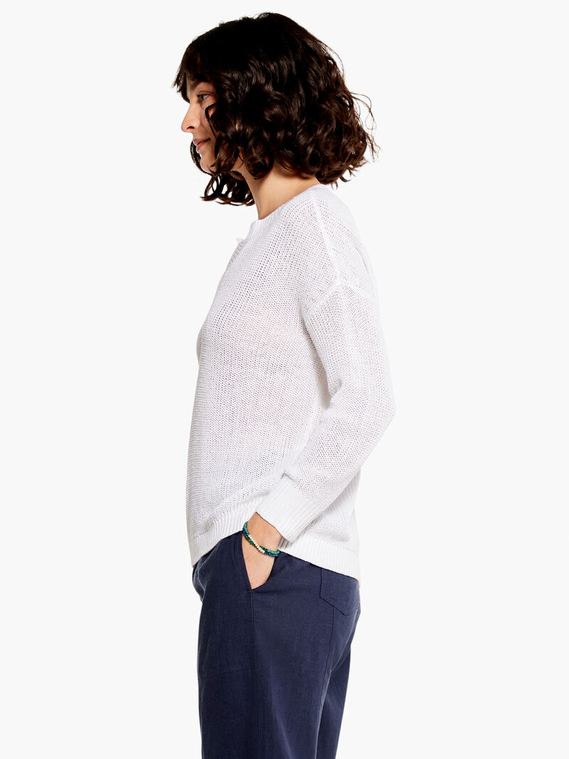 Woman Wears Summer Split Neck Sweater image number 1