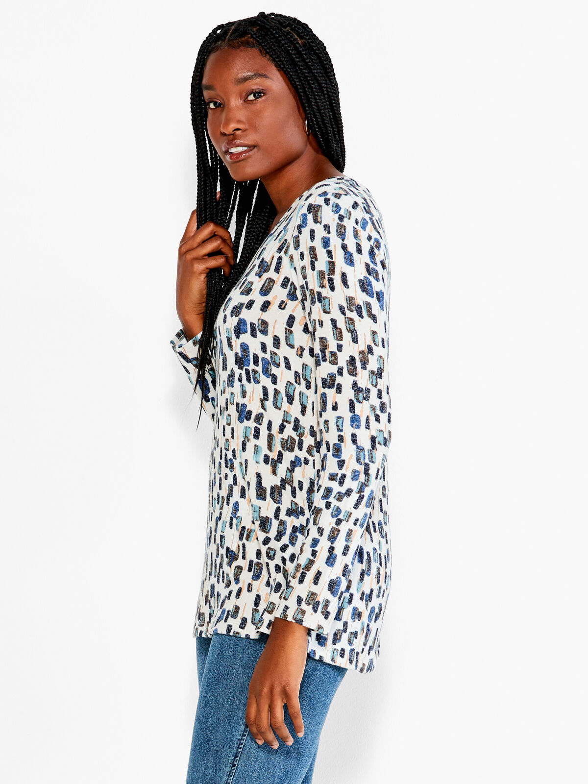 NZT Abstract Blocks Long Sleeve V Tee