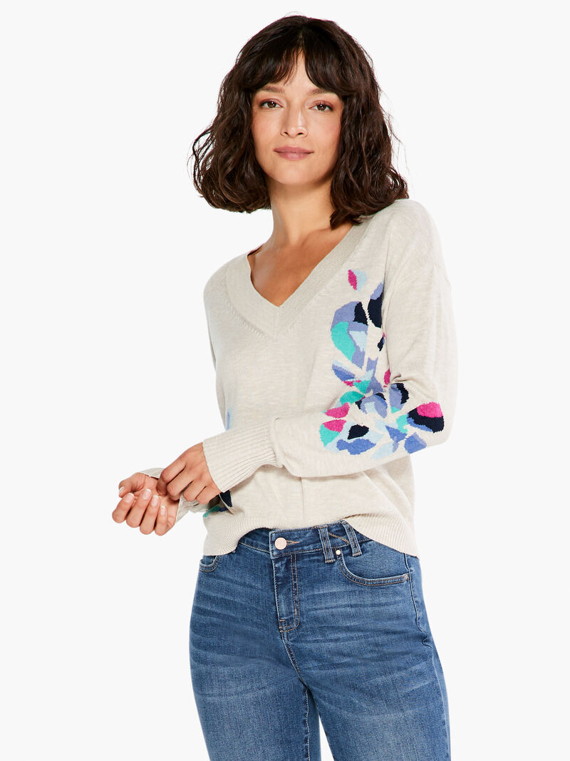 Woman Wears Blooming Short V Sweater image number 0