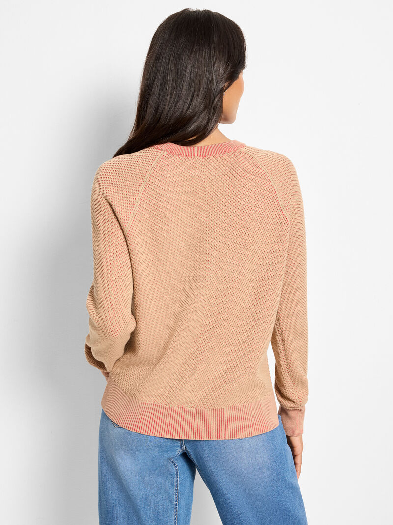 Woman Wears Textured Cotton Sweater image number 3