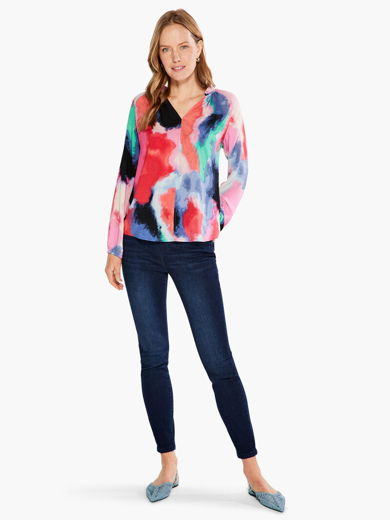 Woman Wears Abstract Art Top image number 3