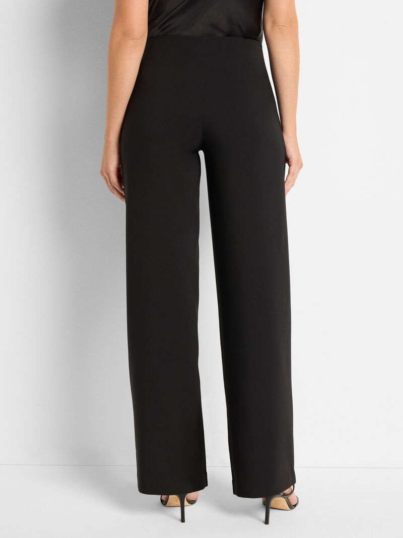 Woman Wears 31" Stretch Knit Suiting Lenox Wide-Leg Pant image number 4