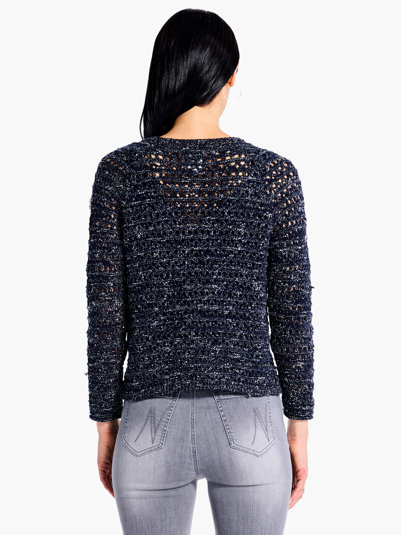 Woman Wears Midnight Sky Crochet Cardigan image number 2