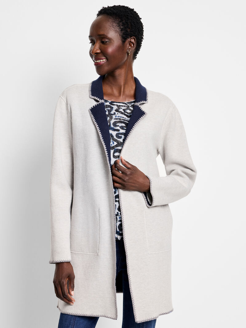 Woman Wears Cool Nights Reversible Knit Jacket image number 1