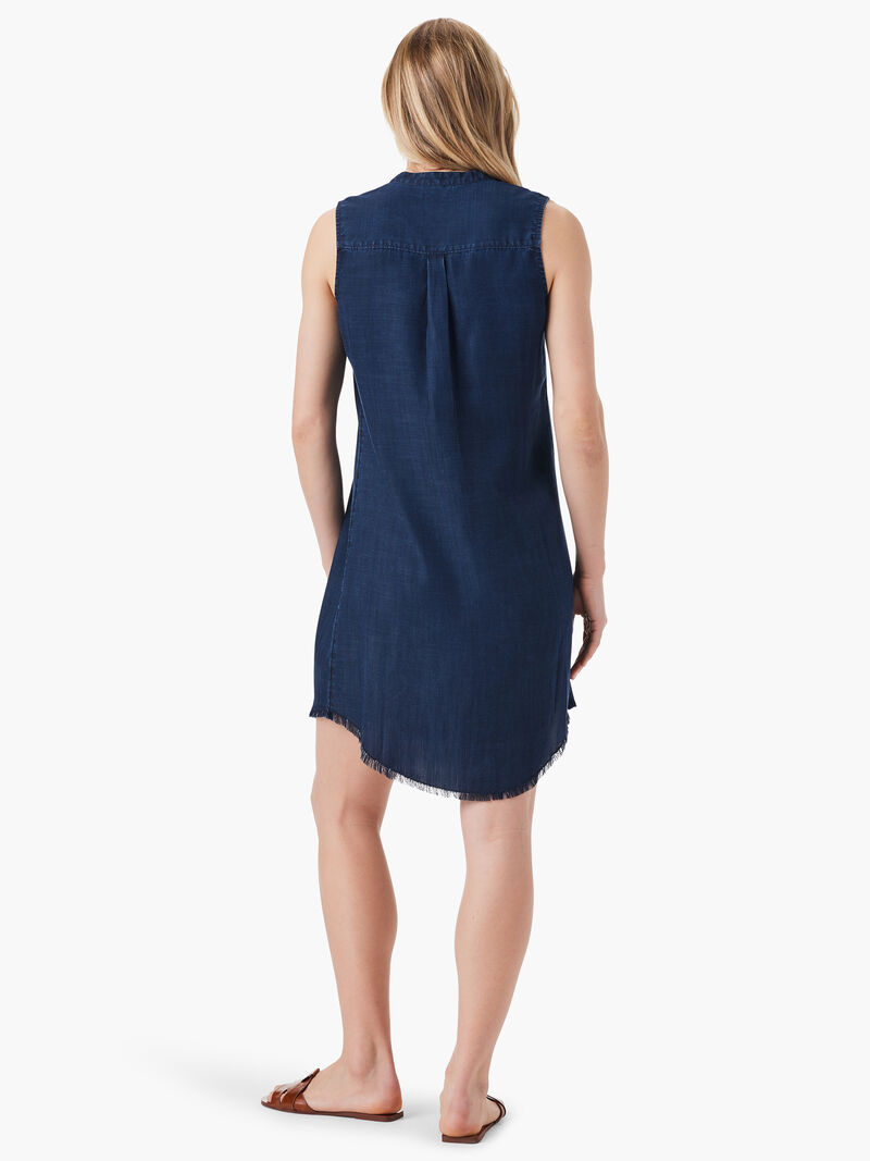 Woman Wears Denim Throw On Dress image number 2
