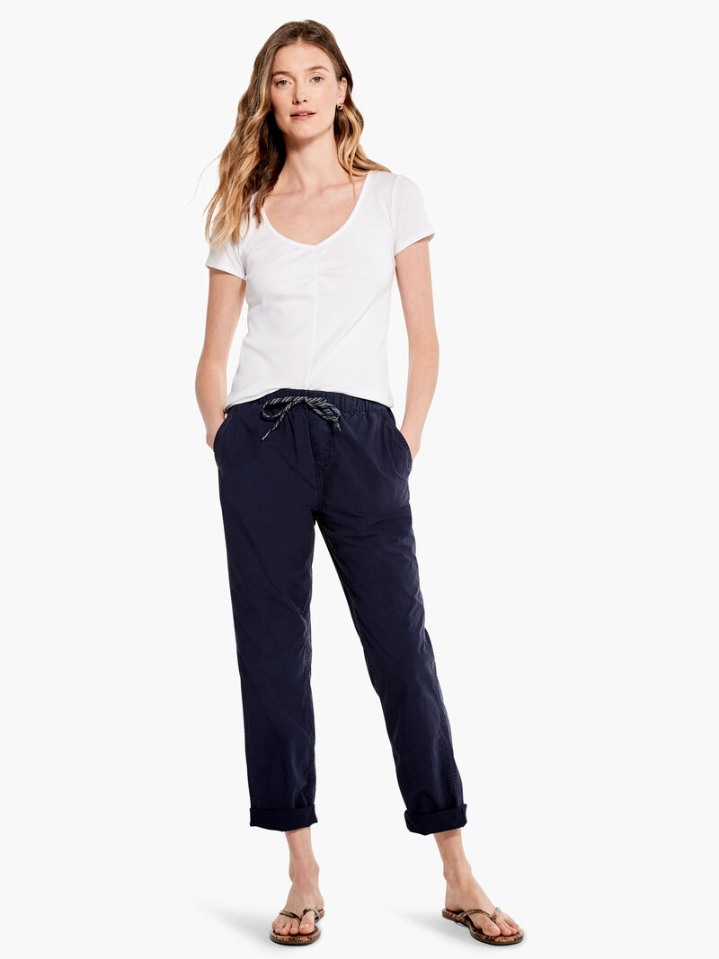 Cotton Poplin Relaxed Ankle Pant