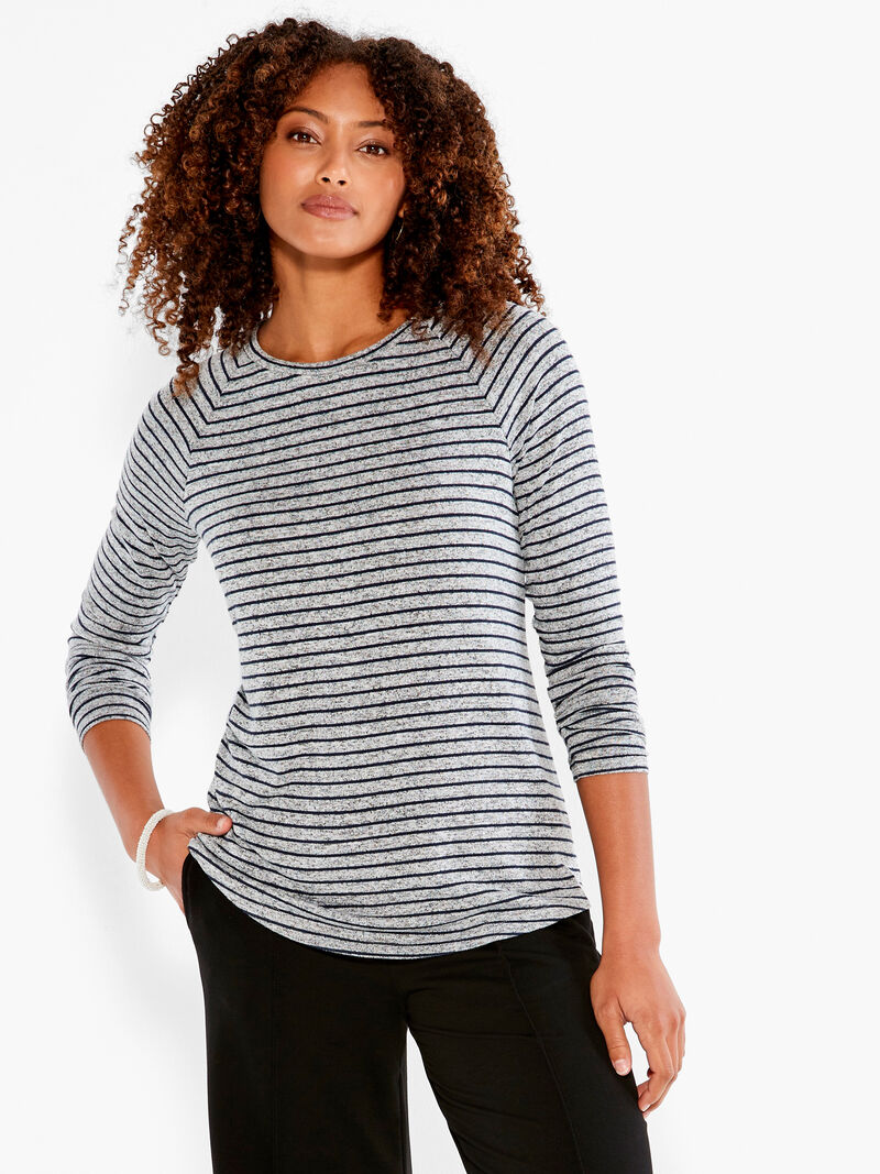 Woman Wears NZT Sweet Dreams Long Sleeve Striped Tee image number 0
