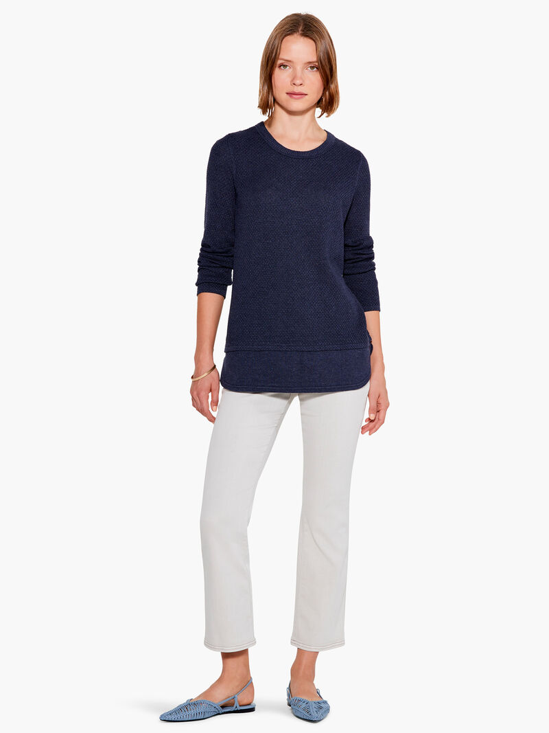 Woman Wears Waffle Vital Crew Neck Sweater image number 3