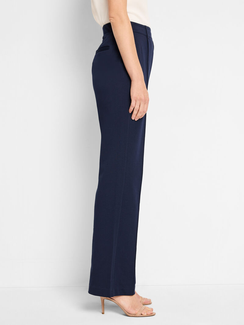 Woman Wears 31" Knit Wide Leg Pleated Pant image number 2