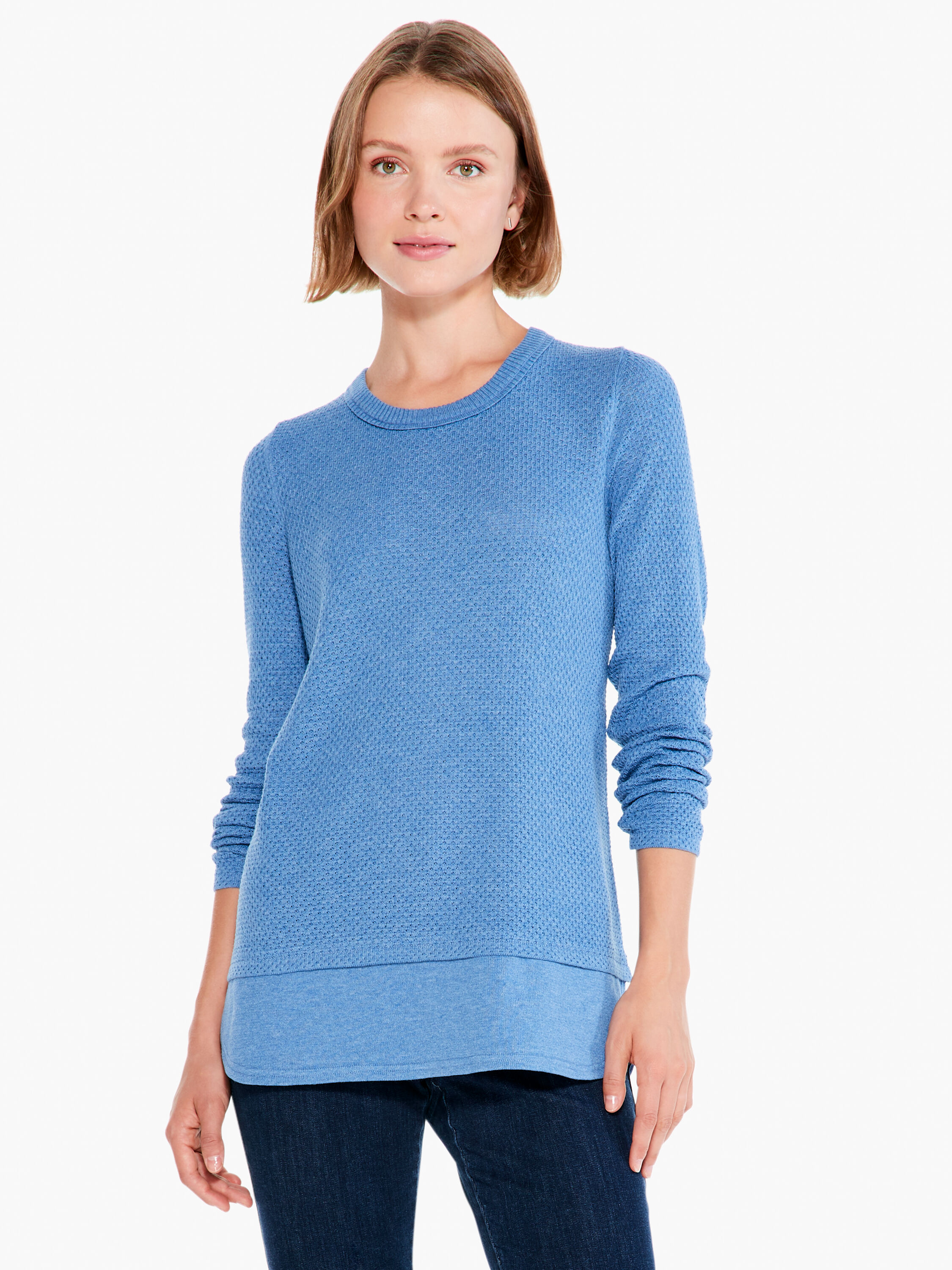 Waffle crew neck sweater sales