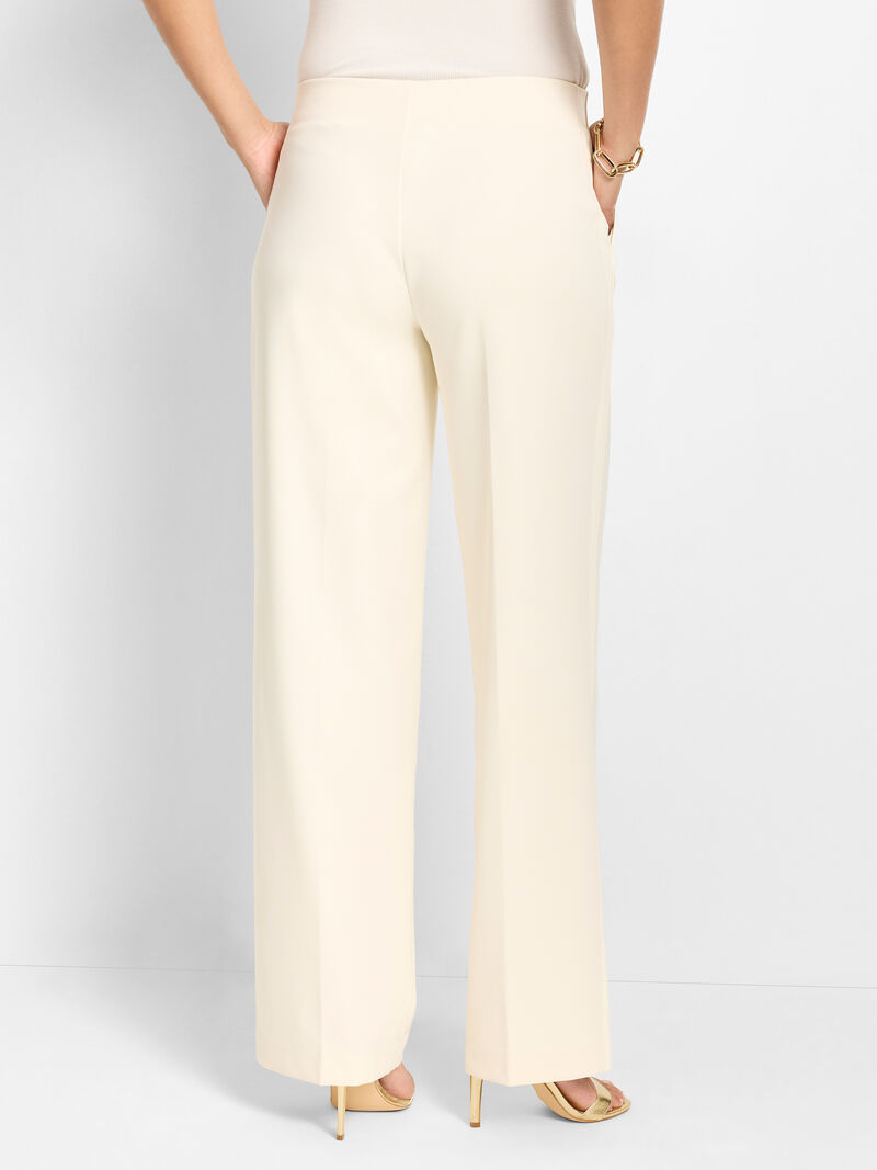 Woman Wears 31" Lenox Wide Leg Sleek Stretch Tuxedo Pant image number 4