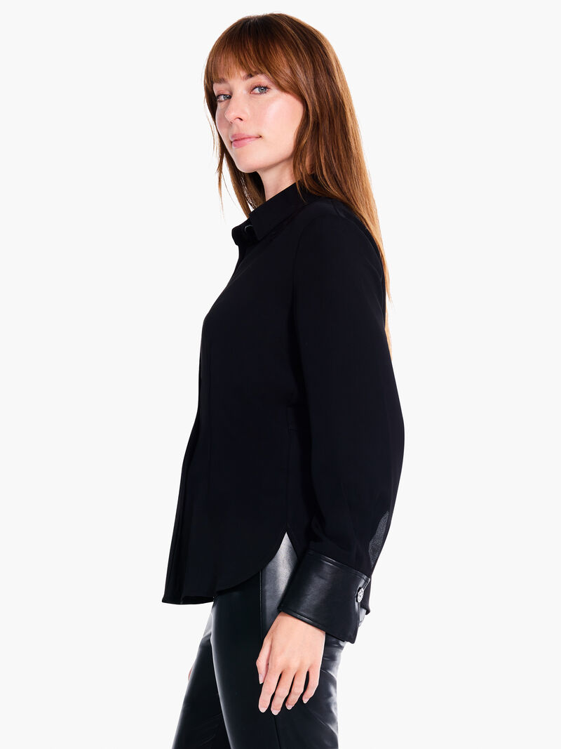 Woman Wears Trimmed Up Shirt image number 1