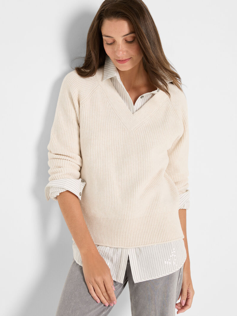 V-Neck Shaker Stitch Sweater