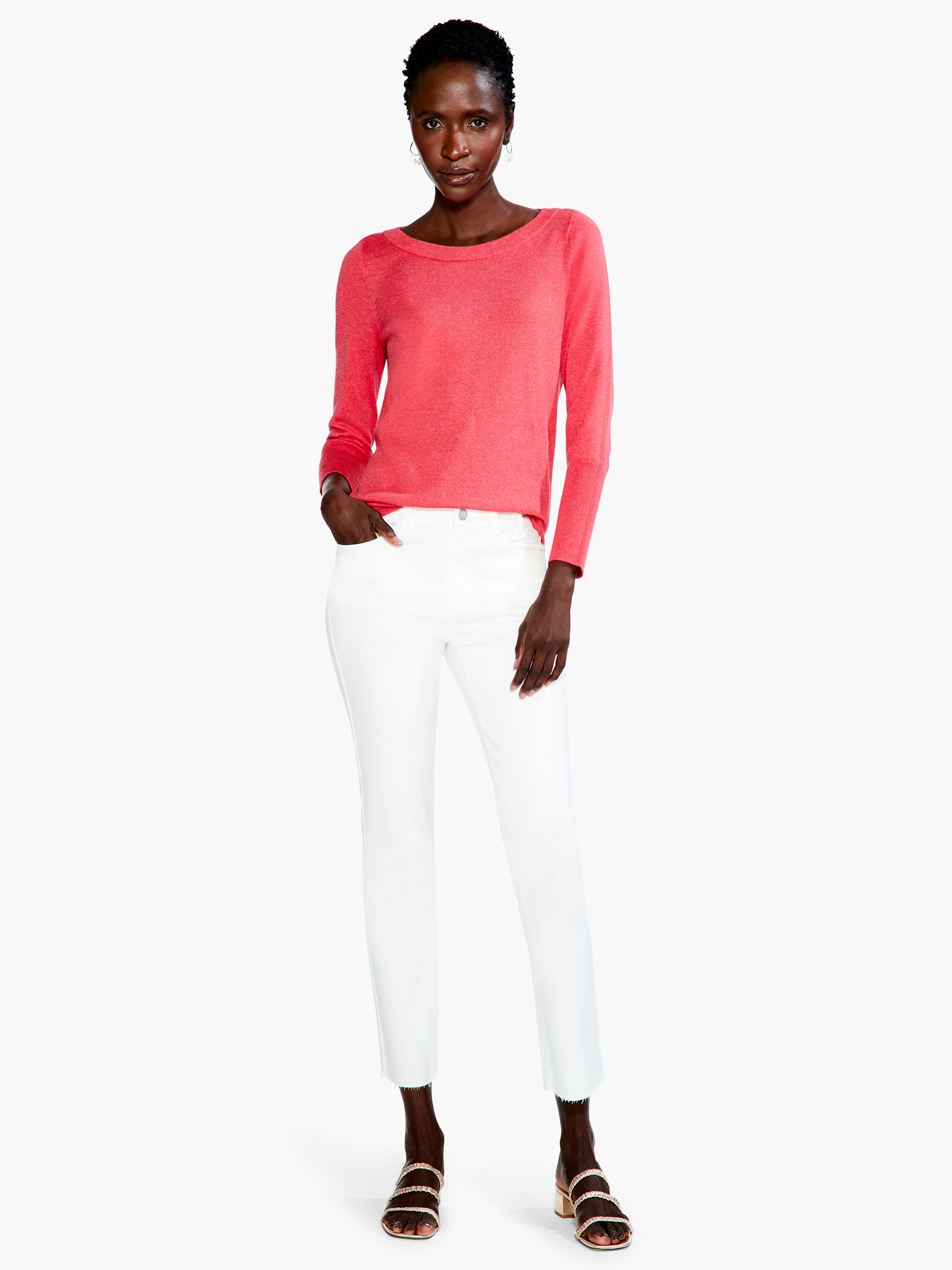 White clearance boatneck sweater