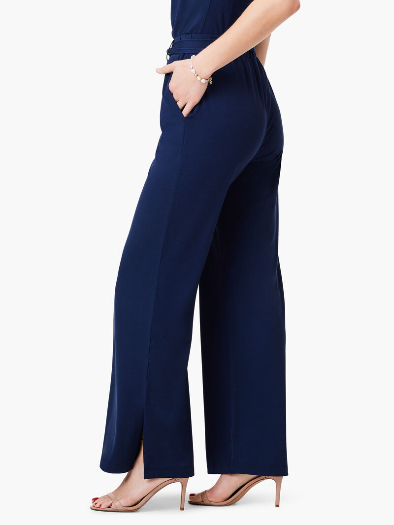 Woman Wears 29.5" Wide Leg Polished Jersey Pant image number 2