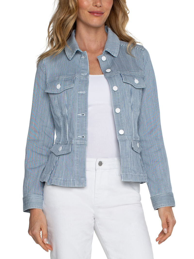 Woman Wears Liverpool - Peplum Stripe Jacket image number 0
