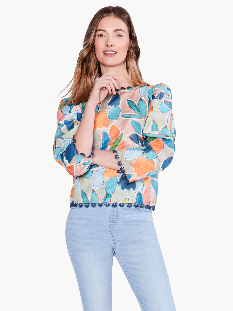 Woman Wears Citrus Grove Puff Sleeve Top image number 0