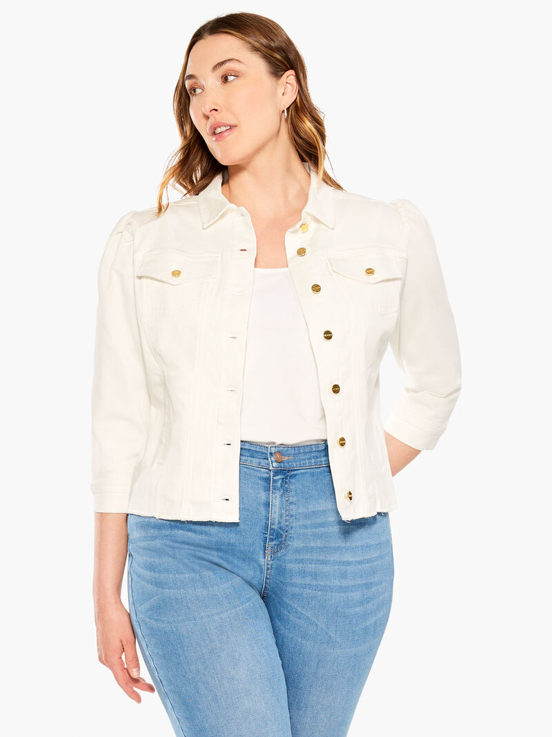 Woman Wears NZ Denim Femme Sleeve Denim Jacket image number 0