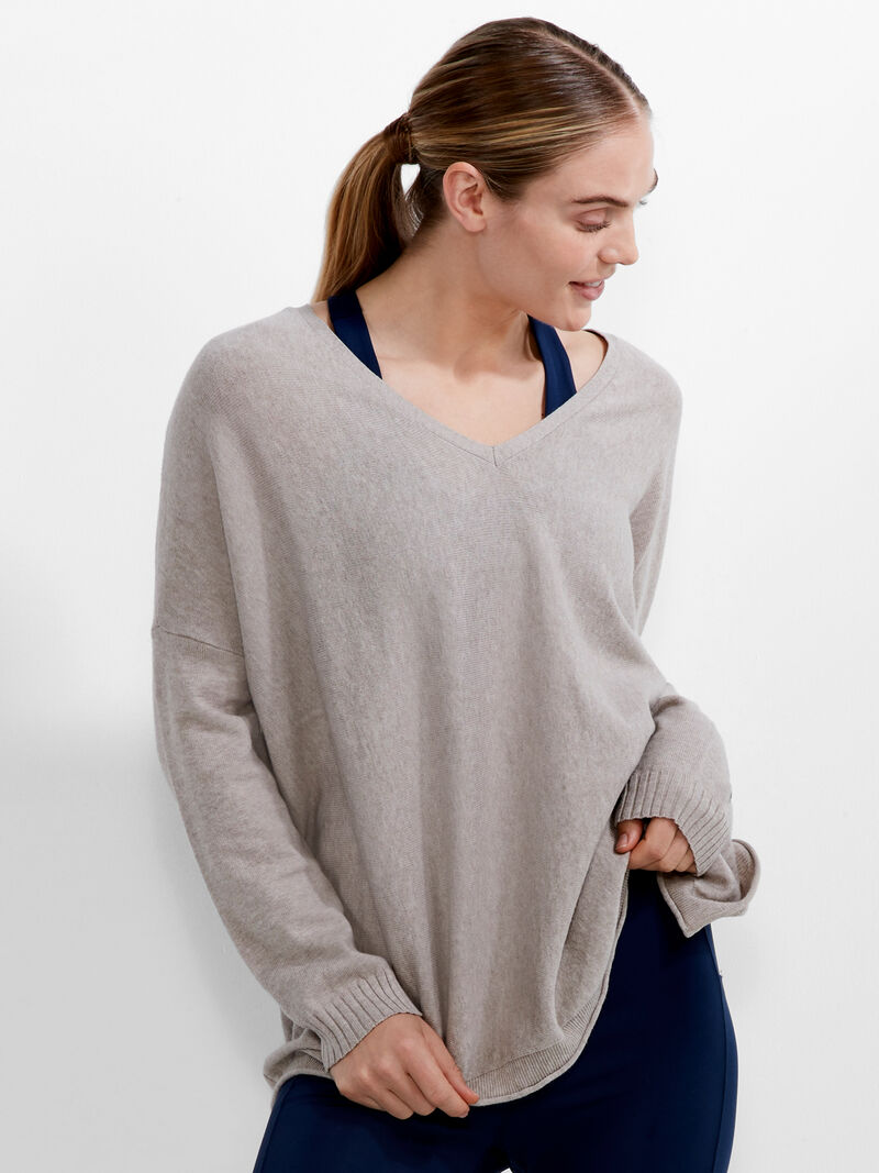 Woman Wears Cool Down Side Slit Sweater image number 1