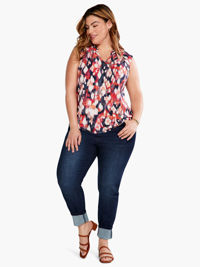 Woman Wears Floral Ikat Live In Tank image number 3
