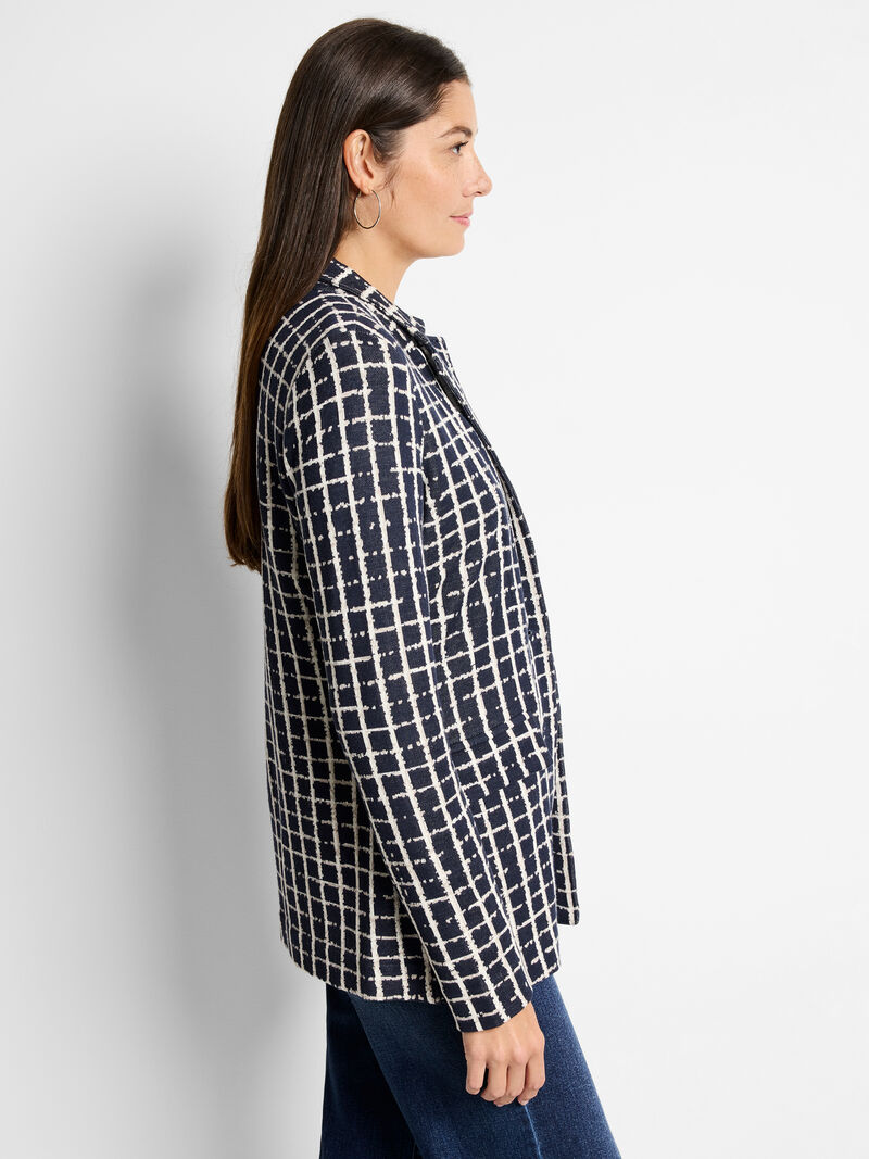 Woman Wears Painted Plaid Boyfriend Blazer image number 2