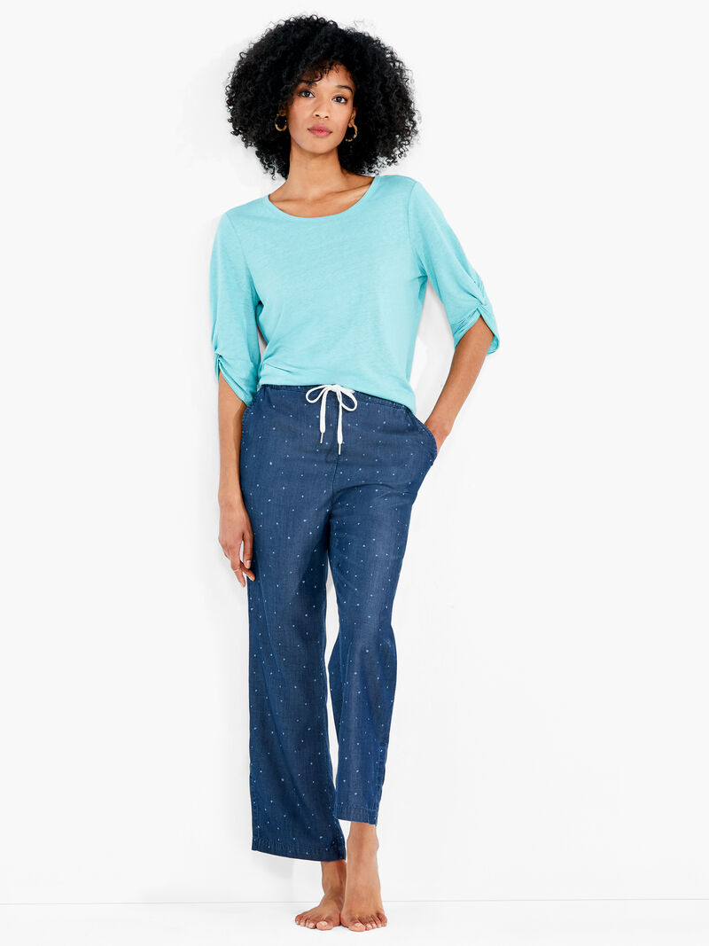 Woman Wears NZT Elbow Knot Sleeve Boat Neck Tee image number 4