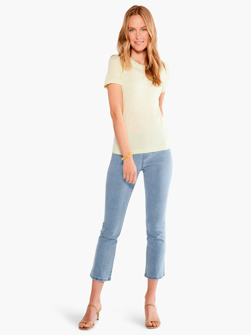 Woman Wears Crew Neck Short Sleeve Sweater Tee image number 3