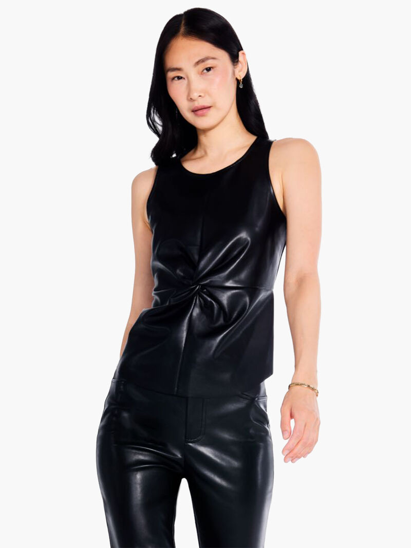 Faux Leather Twist Front Tank