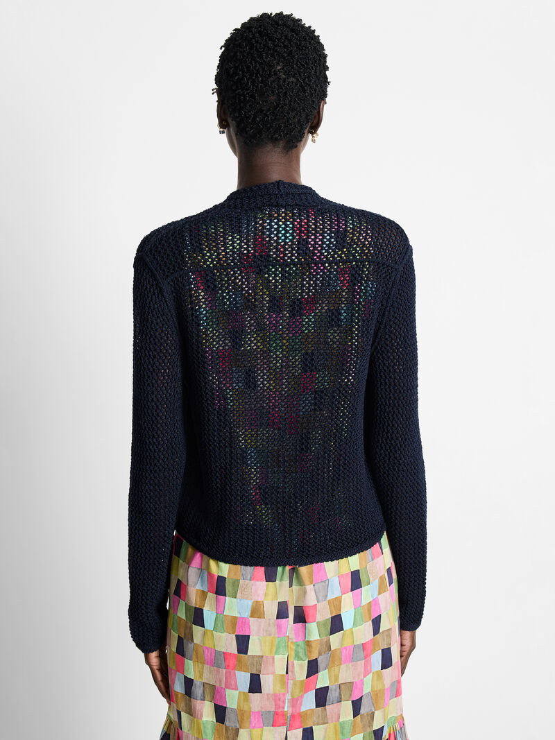Woman Wears Mesh Cocoon Cardigan image number 3
