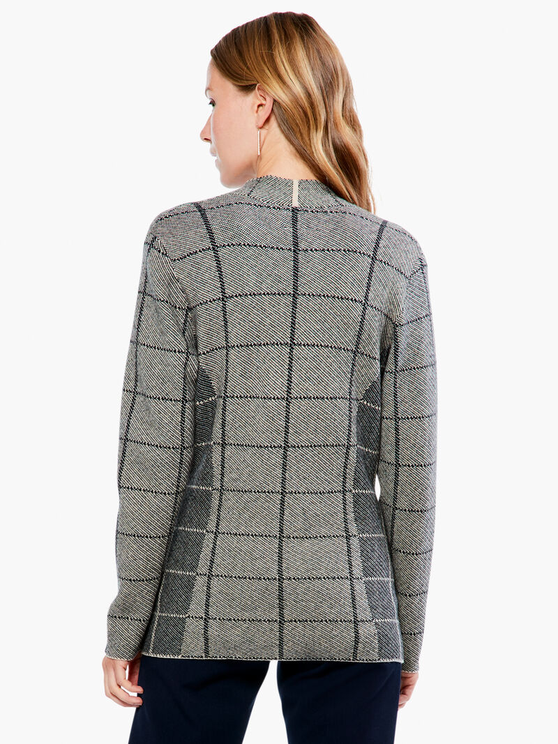 Woman Wears Placed Plaid Knit Blazer image number 2