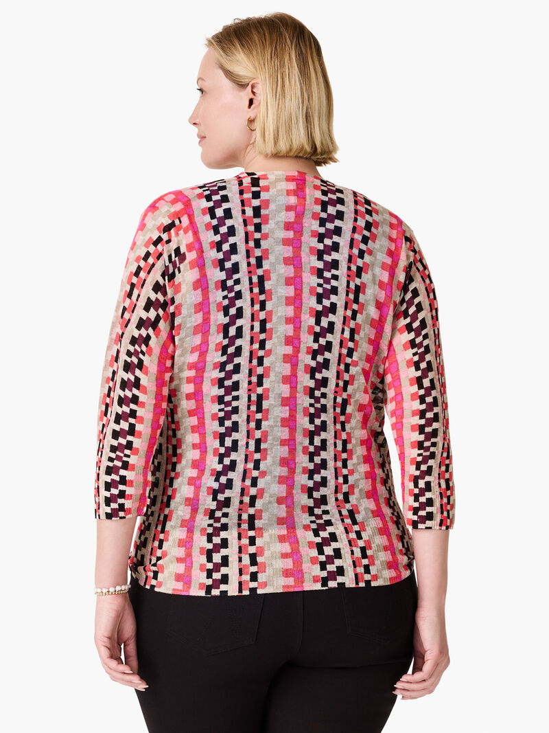 Woman Wears Pixel Sunset 4-Way Cardigan image number 3