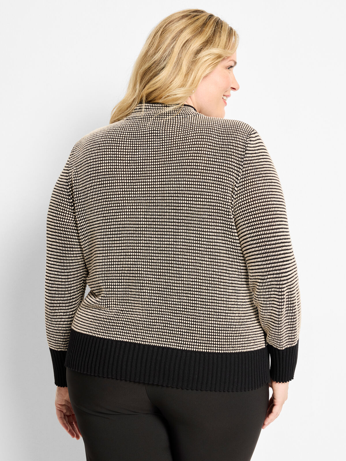 Funnel Neck Pixel Knit Sweater
