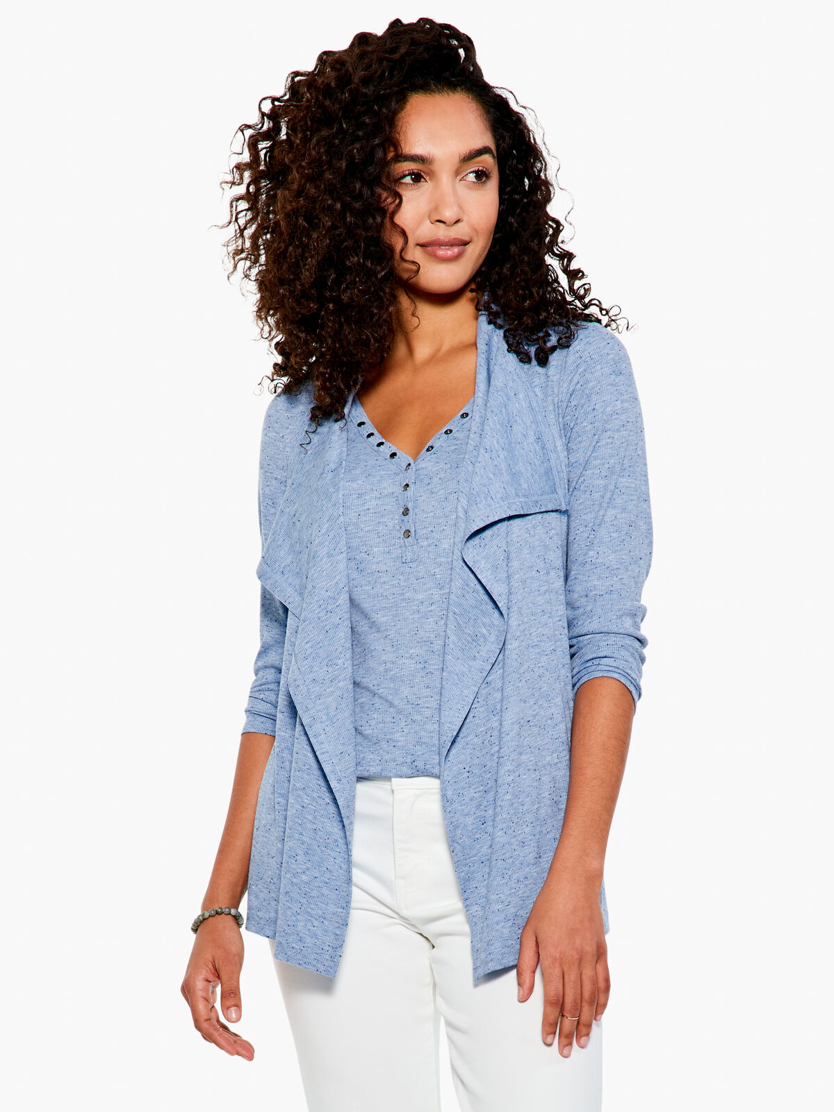 Speckled Knit Drape Cardigan
