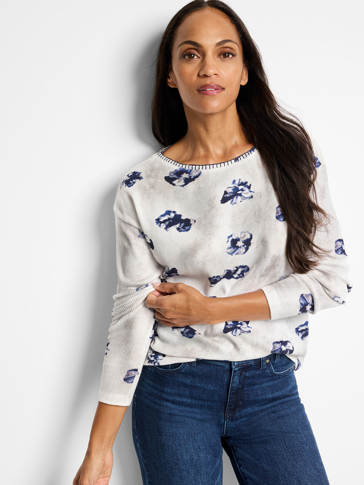 NZT Stamped Floral Waffle Tee