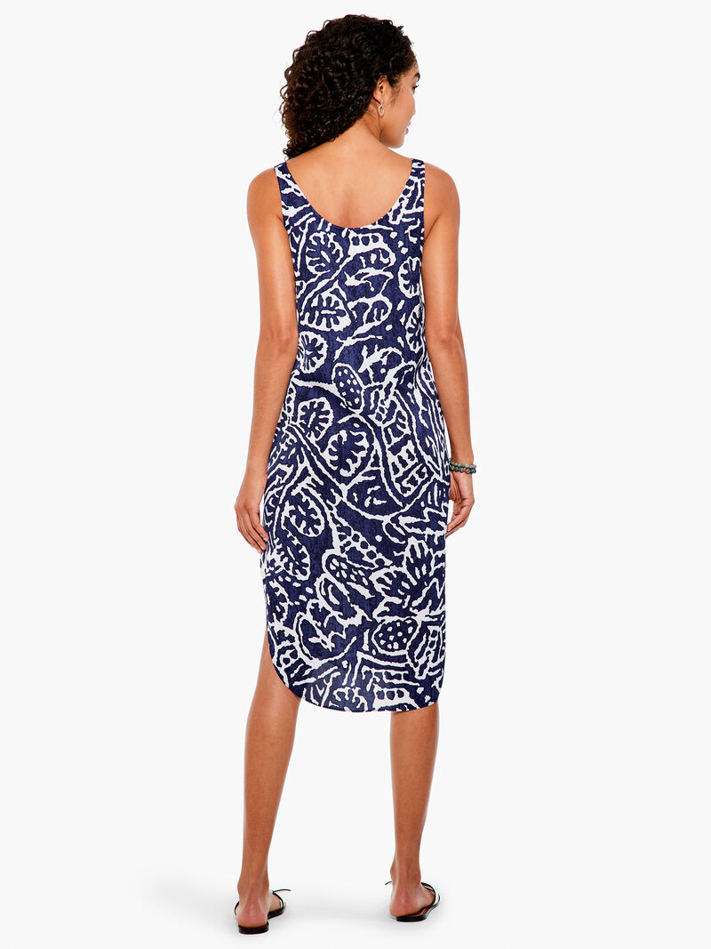 Woman Wears Indigo Stamp Tank Dress image number 2