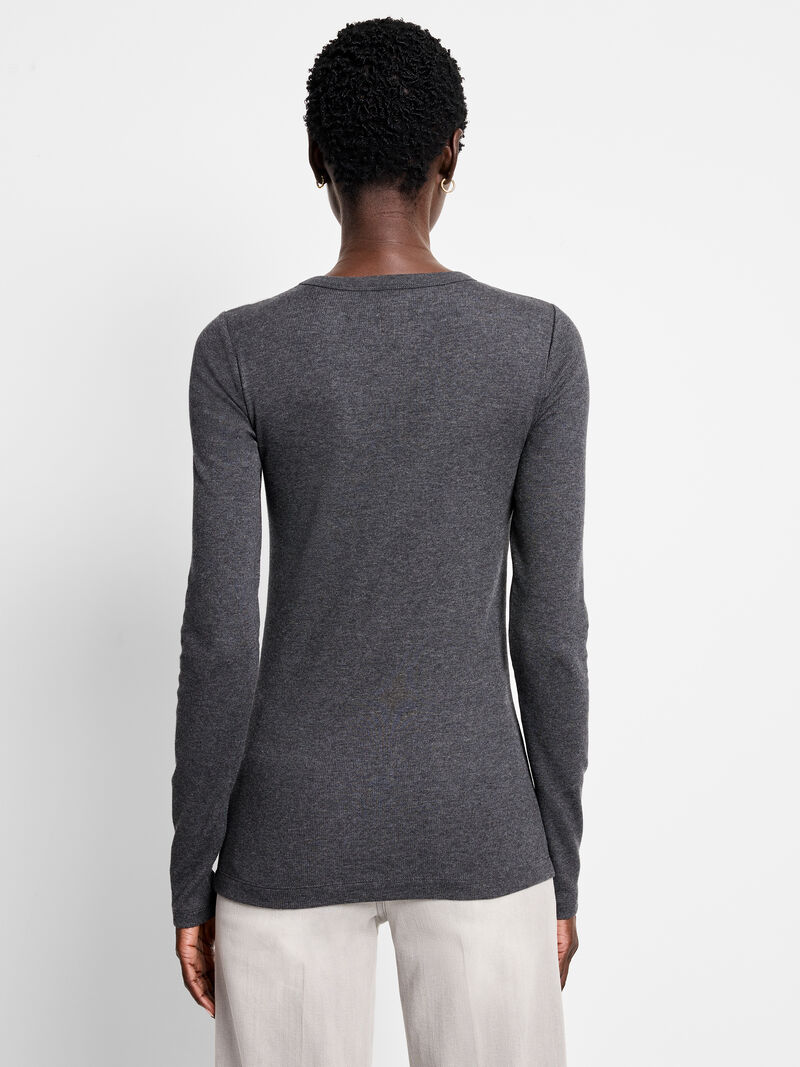 Woman Wears Perfect Knit Rib Long Sleeve V Neck image number 3