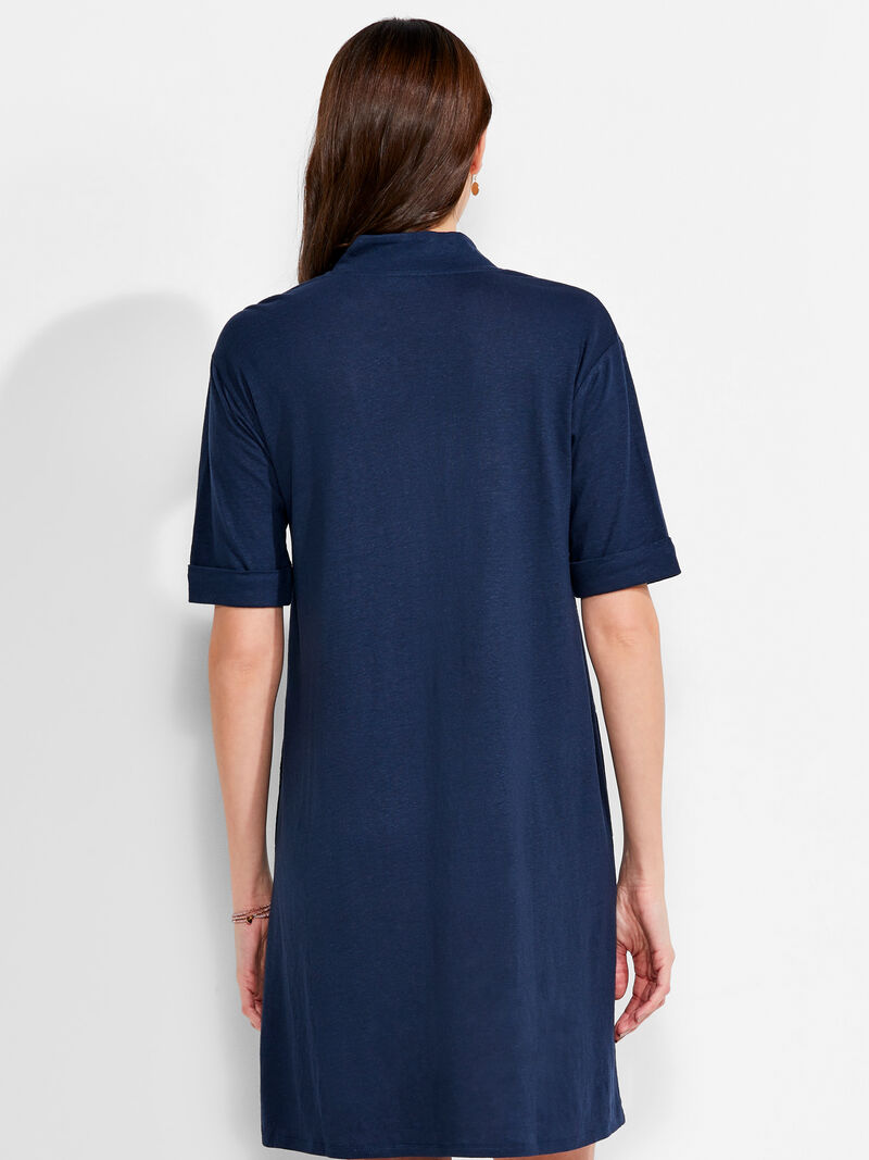 Woman Wears NZT Short Sleeve Notched V Dress image number 2