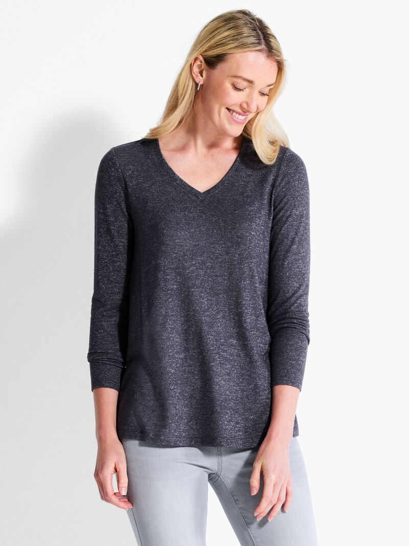 Woman Wears NZT Sweet Dreams Long Sleeve V Tee image number 0