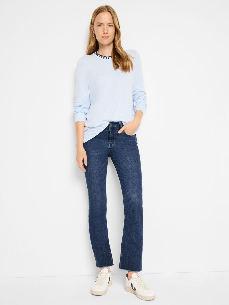 Woman Wears Cotton Cashmere Blanket Stitch Sweater image number 2
