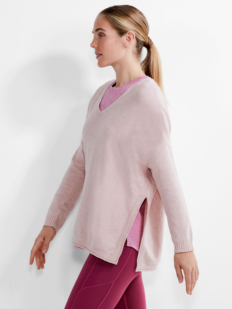 Woman Wears Cool Down Side Slit Sweater image number 1