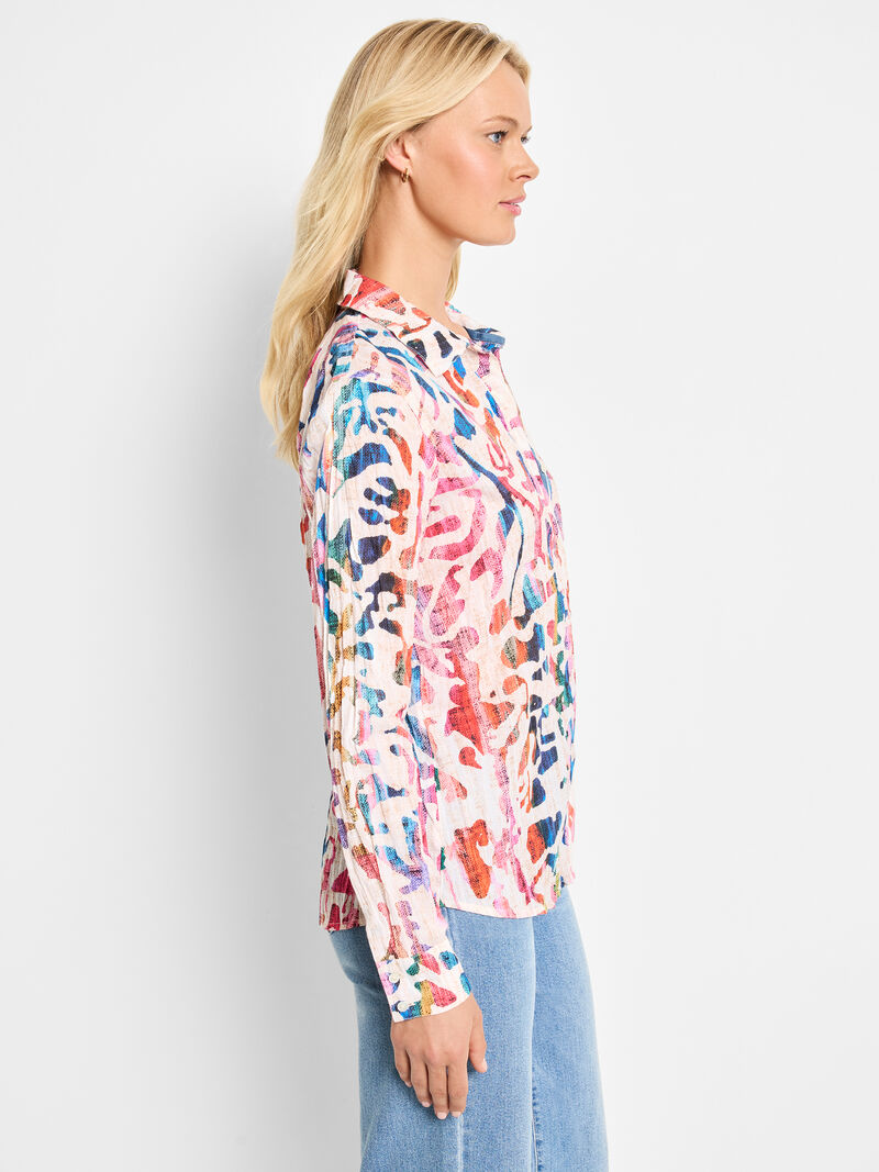 Woman Wears Color Wash Cotton Shirt image number 2
