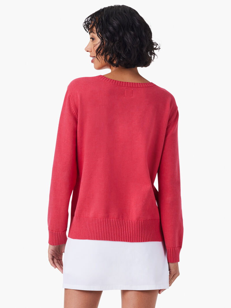Woman Wears Back To Front Cool Down Dotted Sweater image number 3