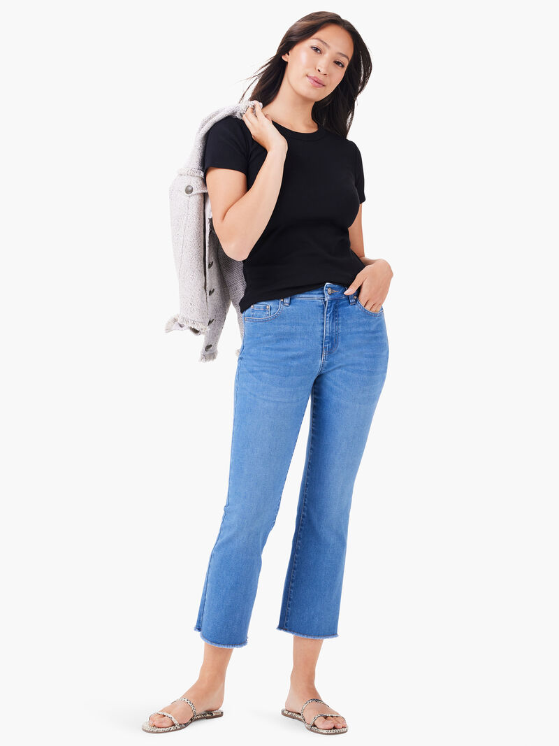 Woman Wears Perfect Knit Rib Short Sleeve Crew Tee image number 1