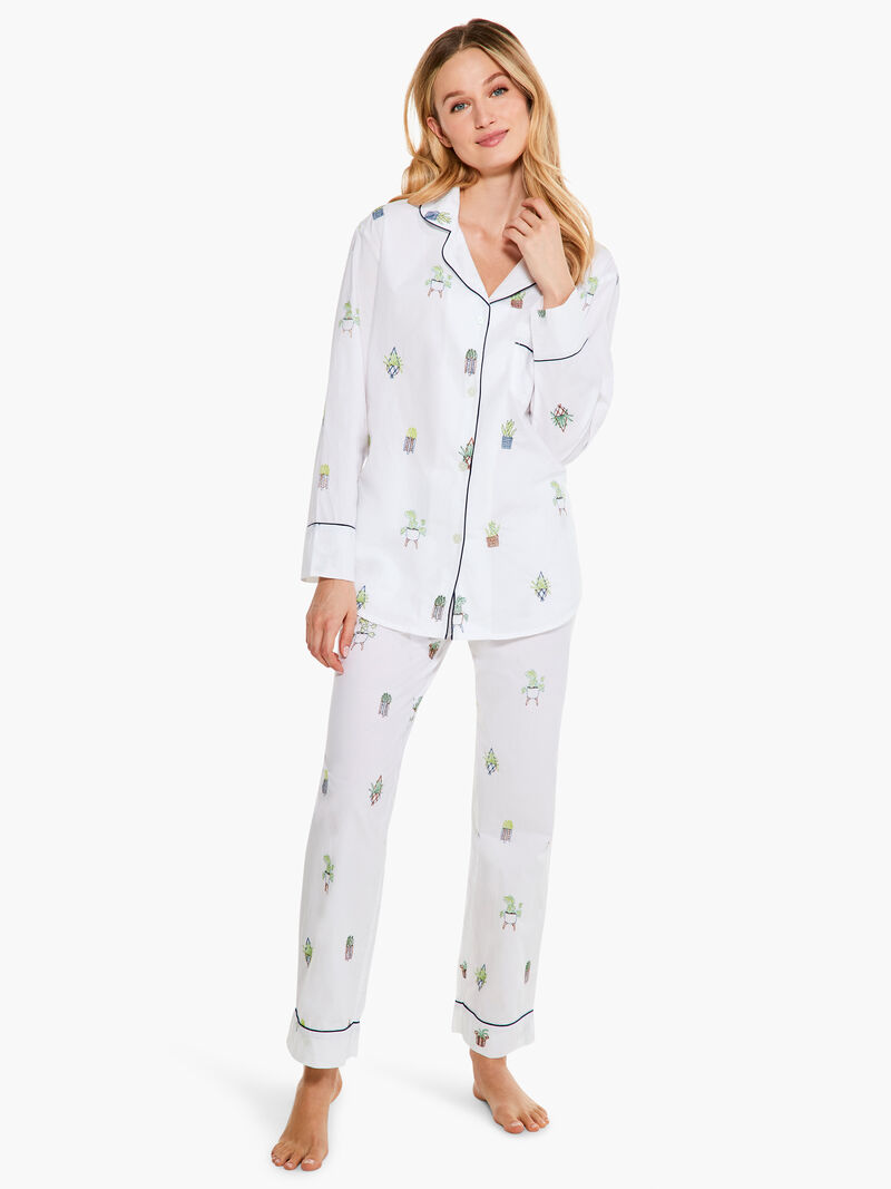 Woman Wears Printfresh Embroidered Houseplants Sleep Set image number 0