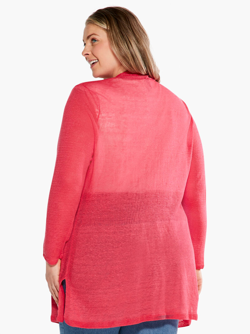 Woman Wears Lightweight Long Back of the Chair Cardigan image number 2