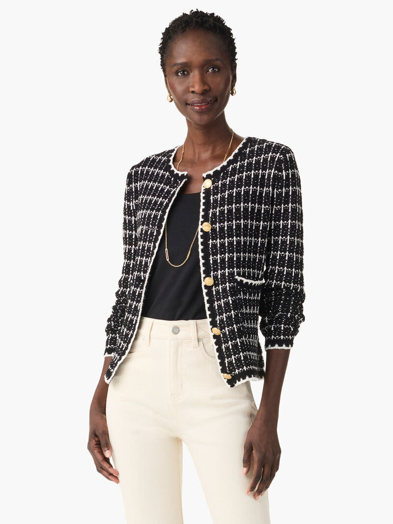 Woman Wears Mixed Up Sweater Jacket image number 1