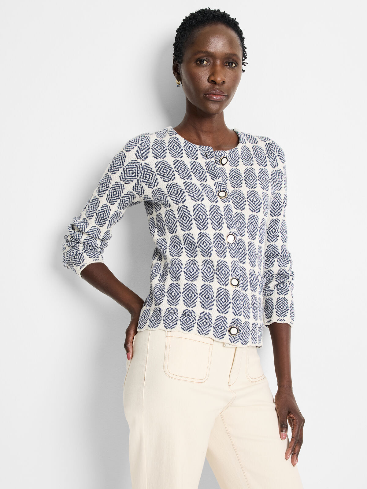 Stacked Medallions Knit Jacket